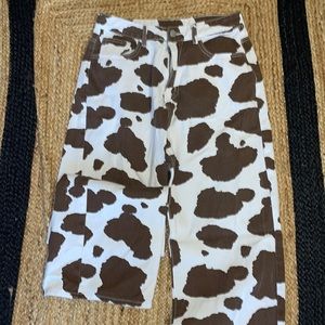 Cow Print Wide Leg Jeans